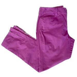 LOFT Ann Taylor Chino Cropped Pants side zippers Marissa Pink Bright Women’s 4